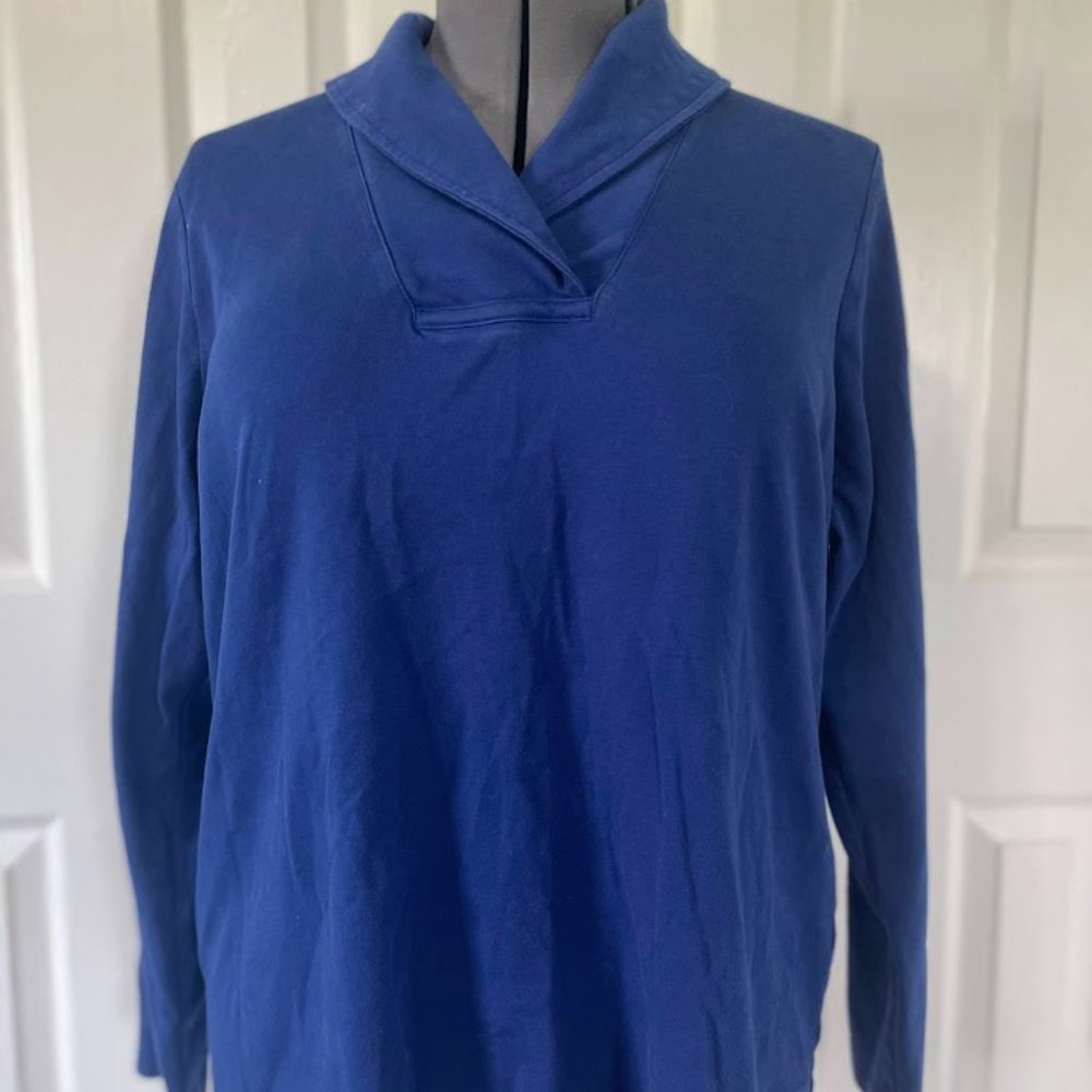 L.L. Bean Long-Sleeve Pullover w/ Shawl Collar (Blue) 1X